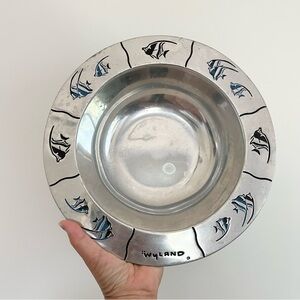 Vintage Wyland Collection Fish Pewter Serving Bowl Designer Series Nautical Read